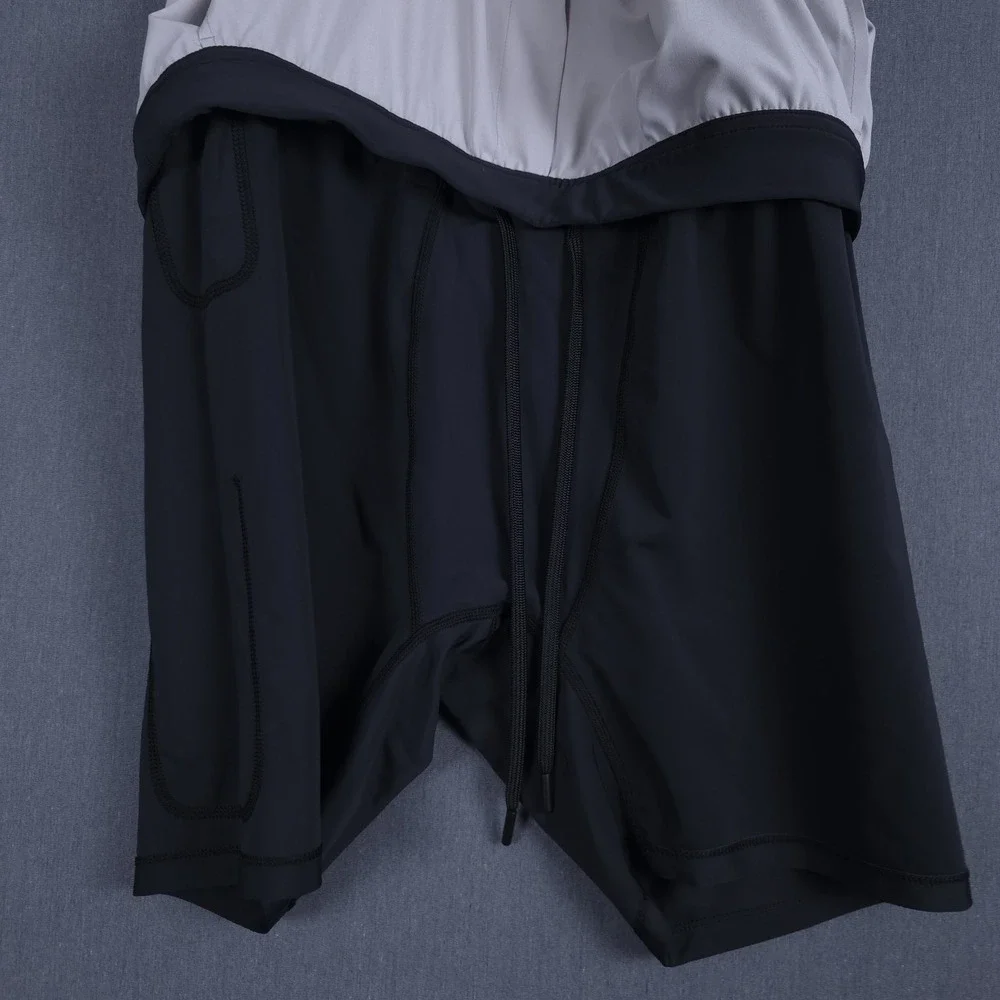IBKUL Performance Shorts Mens Large Gray Lined Athletic Stretch Gym Running